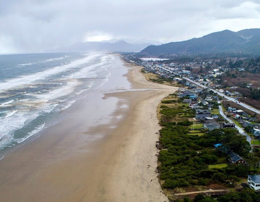 Aerial view of Rockaway Beach, Oregon, USA