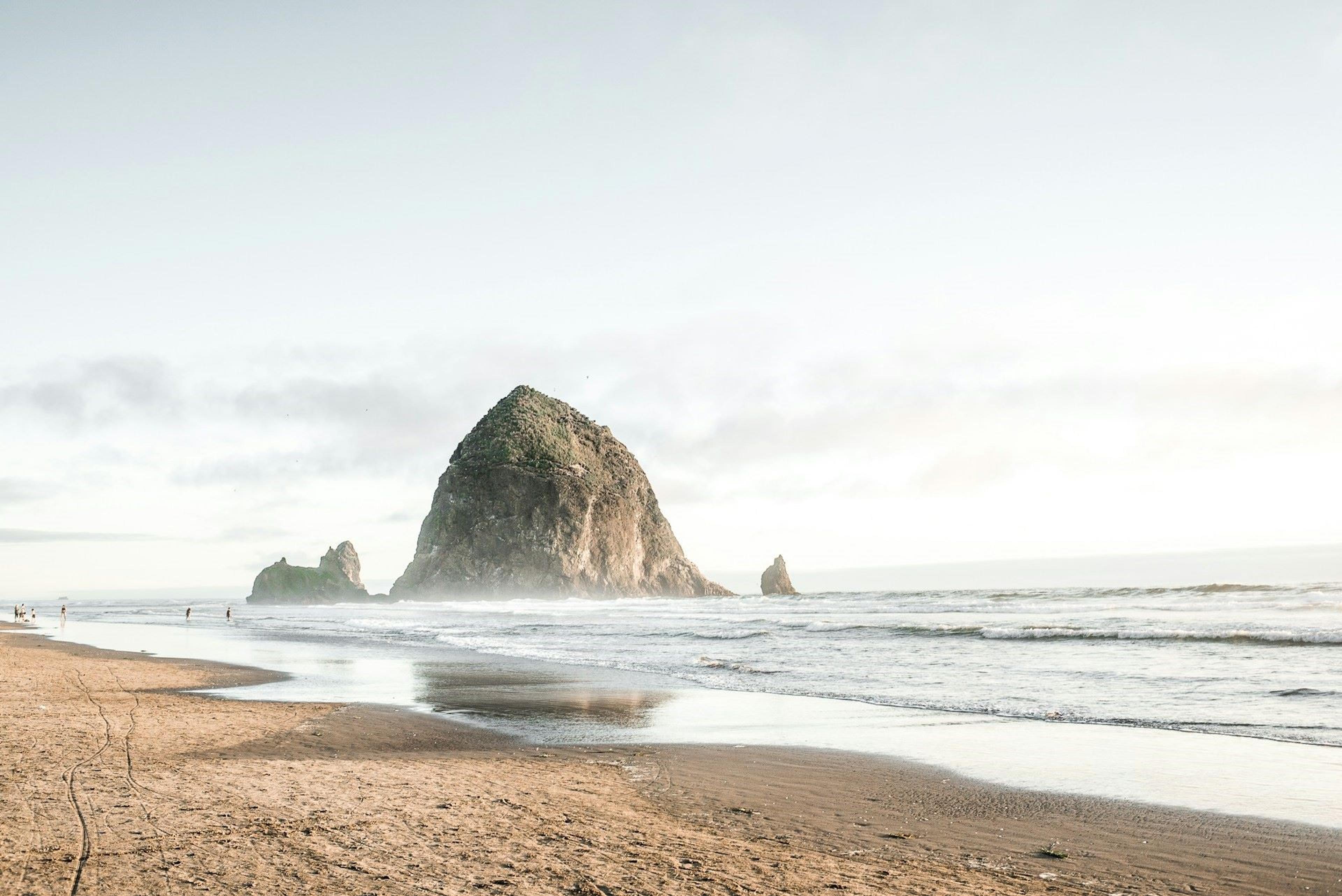 View of the rock in the ocean - Cannon beach, Oregon, United states.