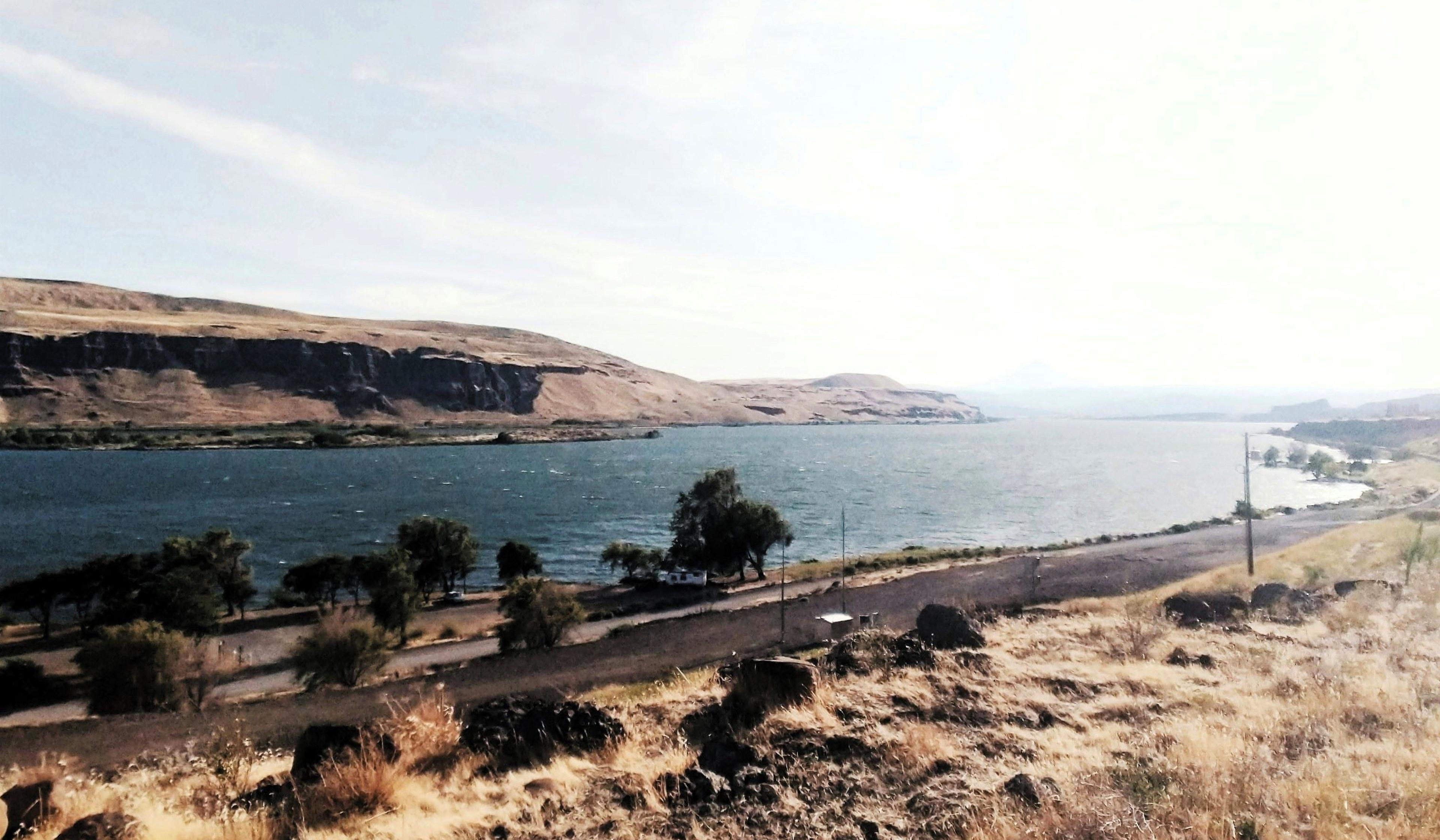 Columbia Gorge river view from The Dalles, OR, USA