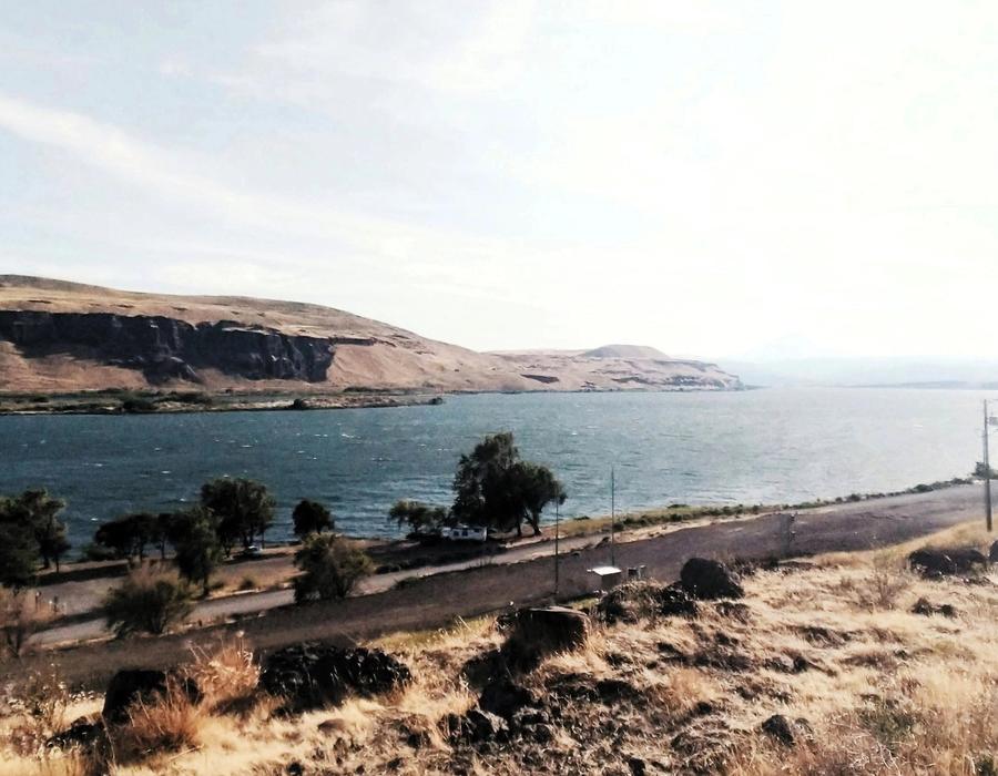 Columbia Gorge river view from The Dalles, OR, USA
