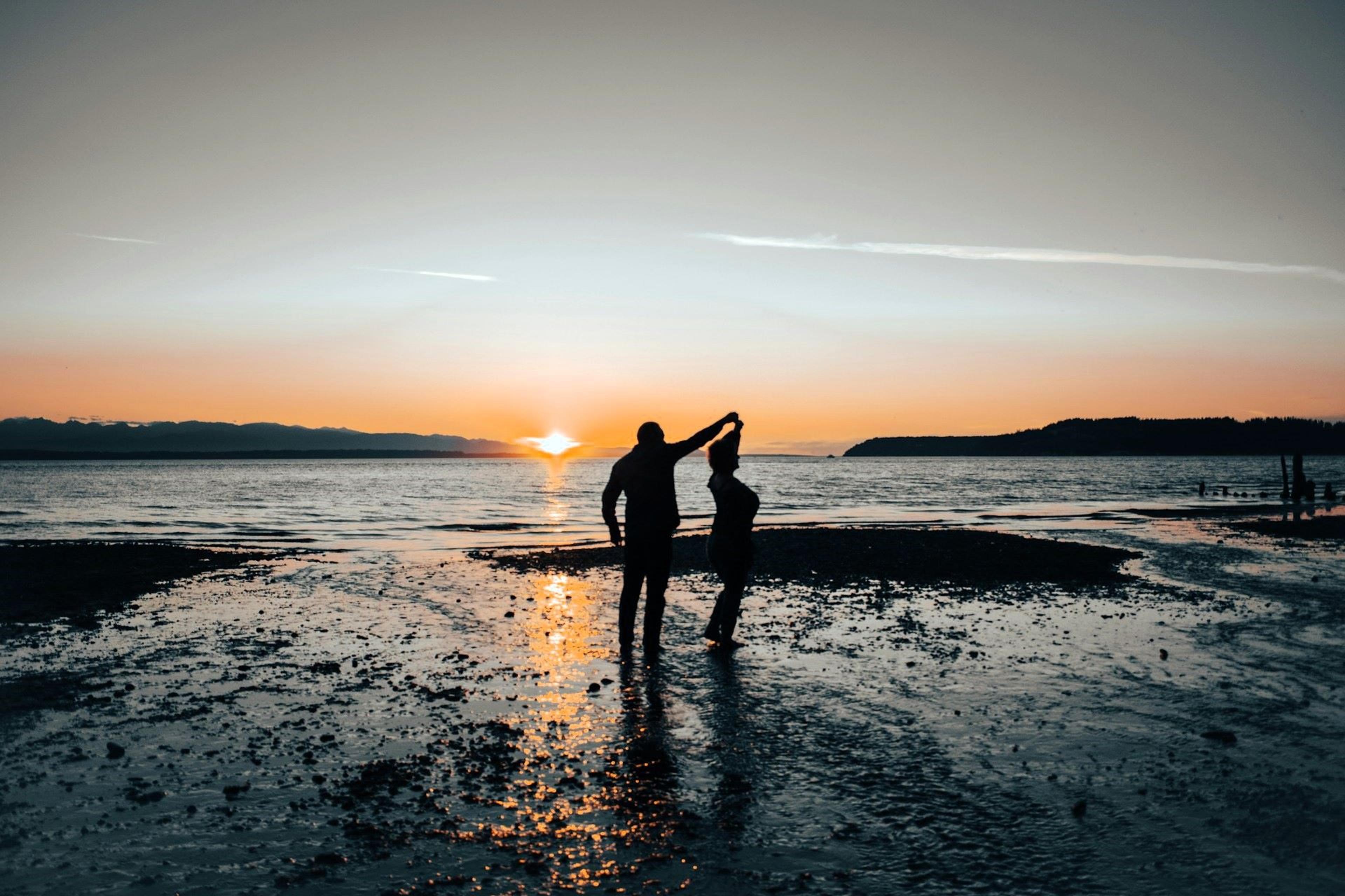 Couple dancing on the sunset at Picnic Point-North Lynnwood, Washington