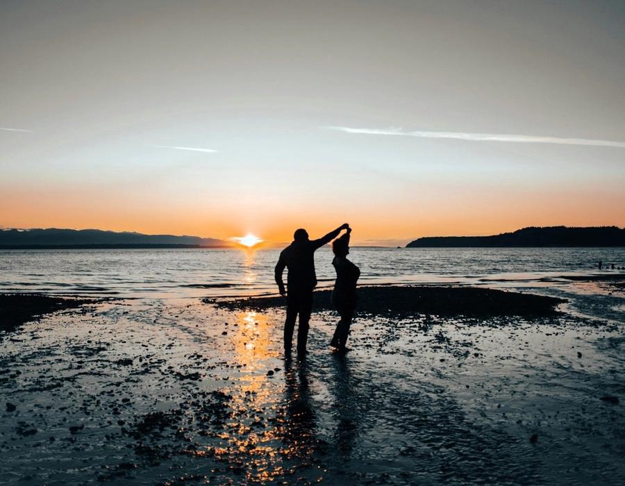 Couple dancing on the sunset at Picnic Point-North Lynnwood, Washington
