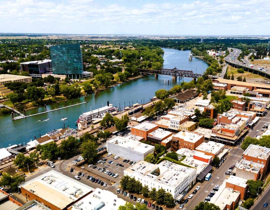 Sacramento River dividing West Sacramento from Sacramento