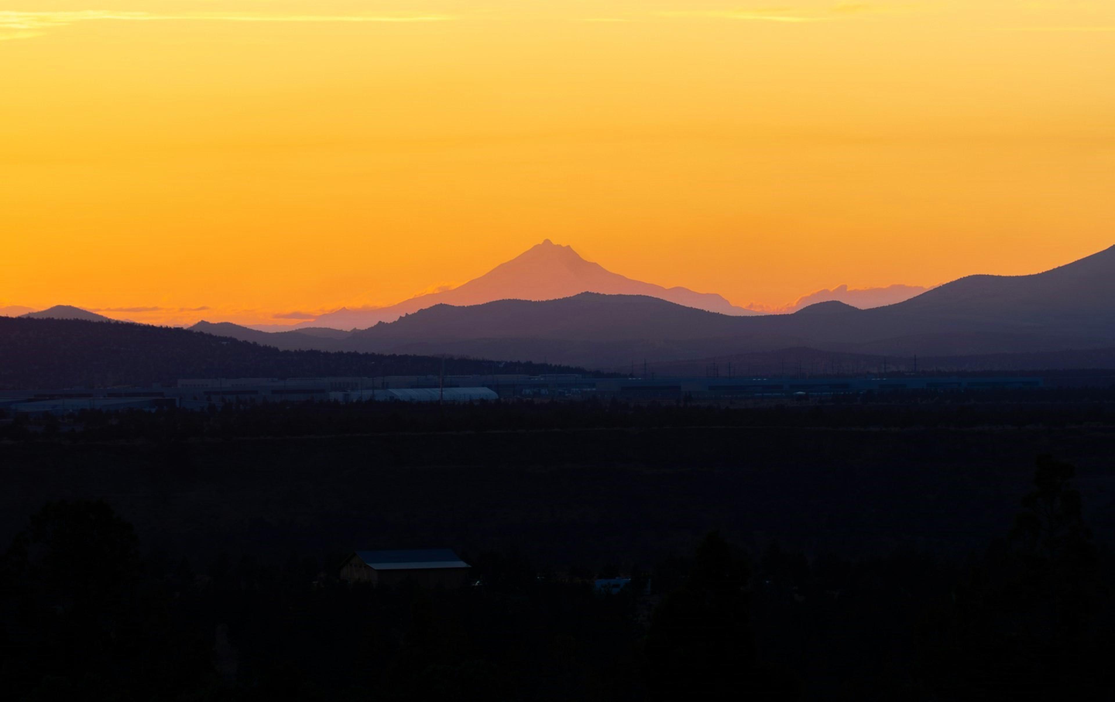 A sunset view from a house in Prineville, Oregon.