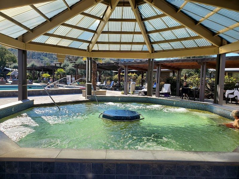 Photo of Calistoga Spa Hot Springs - Adults-only Jet Pool with Jacuzzi jets beneath a covered pavilion