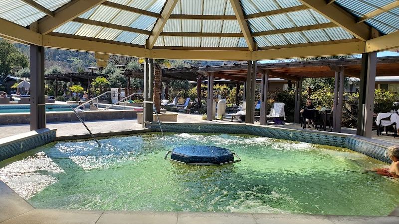 Photo of Calistoga Spa Hot Springs - Adults-only Jet Pool with Jacuzzi jets beneath a covered pavilion