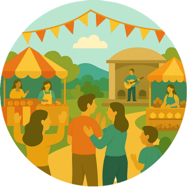 Festivals & Community Events, farmers markets, craft fairs, and outdoor concerts