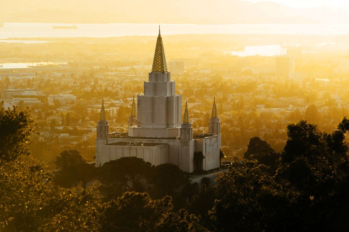 Sunset at Oakland California Temple in Oakland, California, USA