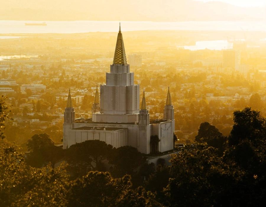 Sunset at Oakland California Temple in Oakland, California, USA