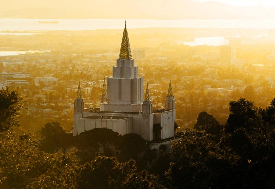 Sunset at Oakland California Temple in Oakland, California, USA