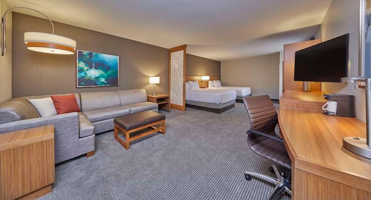 Photo of Hyatt Place Eugene / Oakway Center - Room, 2 Queen Beds, Separate living Area, Work desk, Flat TV