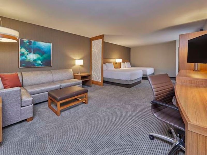 Photo of Hyatt Place Eugene / Oakway Center - Room, 2 Queen Beds, Separate living Area, Work desk, Flat TV