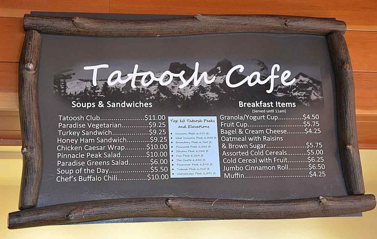 Paradise Inn - Tatoosh Cafe Menu