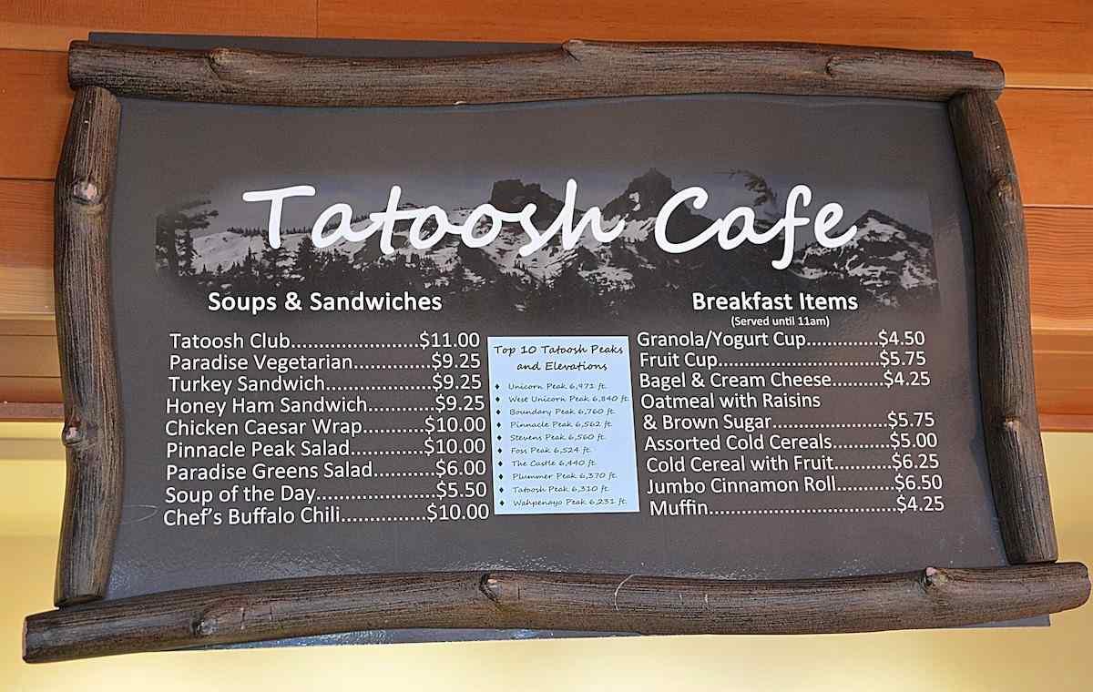 Paradise Inn - Tatoosh Cafe Menu