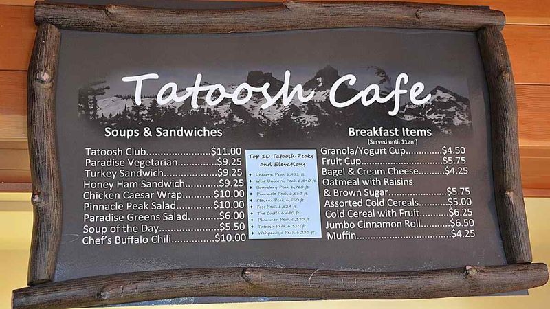 Paradise Inn - Tatoosh Cafe Menu