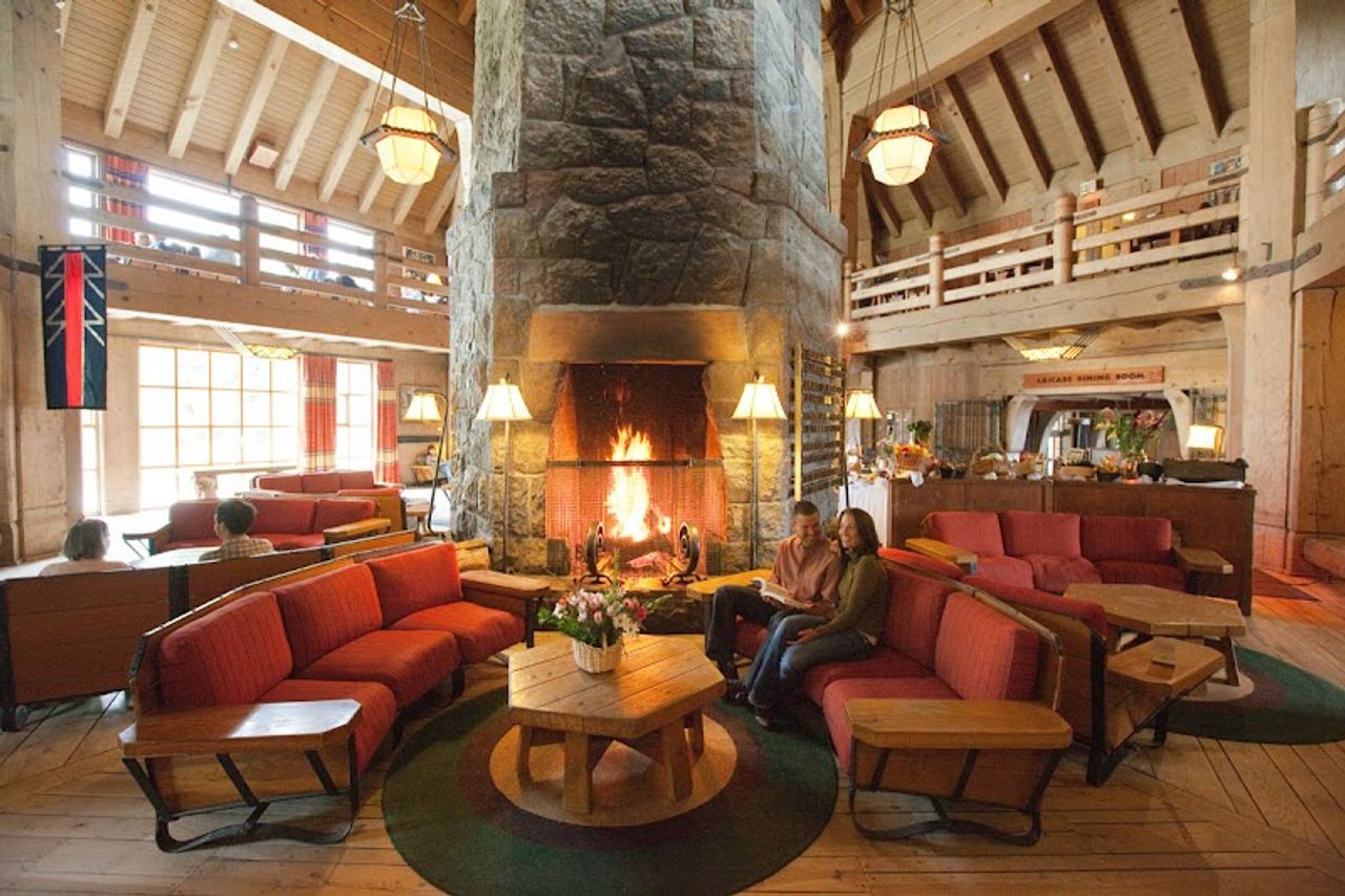 Photo of Timberline Lodge - Lobby, Fireplace