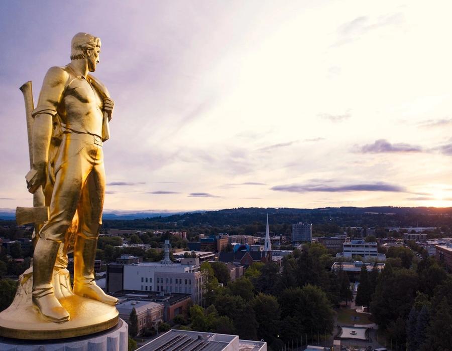 The 22-foot-tall statue of "the gold pioneer" that sits on top of the State of Oregon's capitol building.
