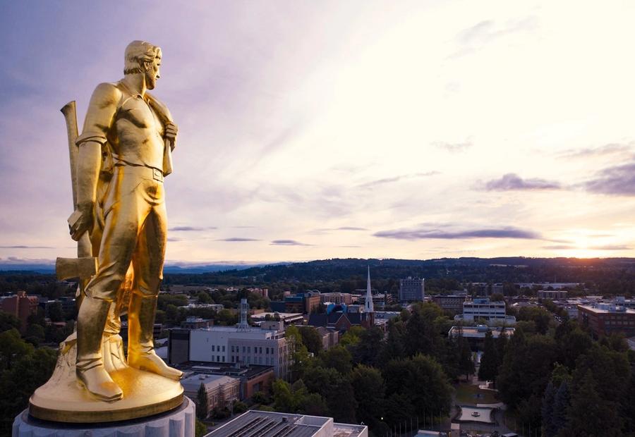 The 22-foot-tall statue of "the gold pioneer" that sits on top of the State of Oregon's capitol building.