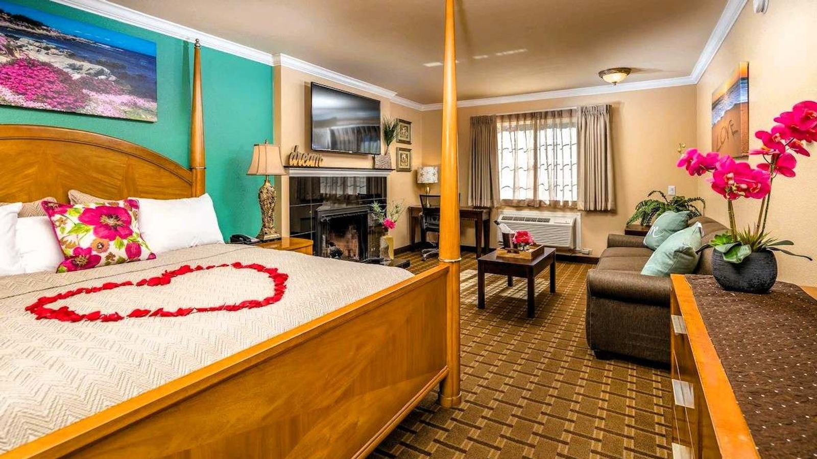 Photo of Stage Coach Lodge Monterey - King Honeymoon Suite, King Bed, Fireplace, Separate Seating Area