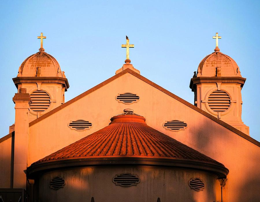 The Old St. Stanislaus Catholic Church in Modesto, California, USA