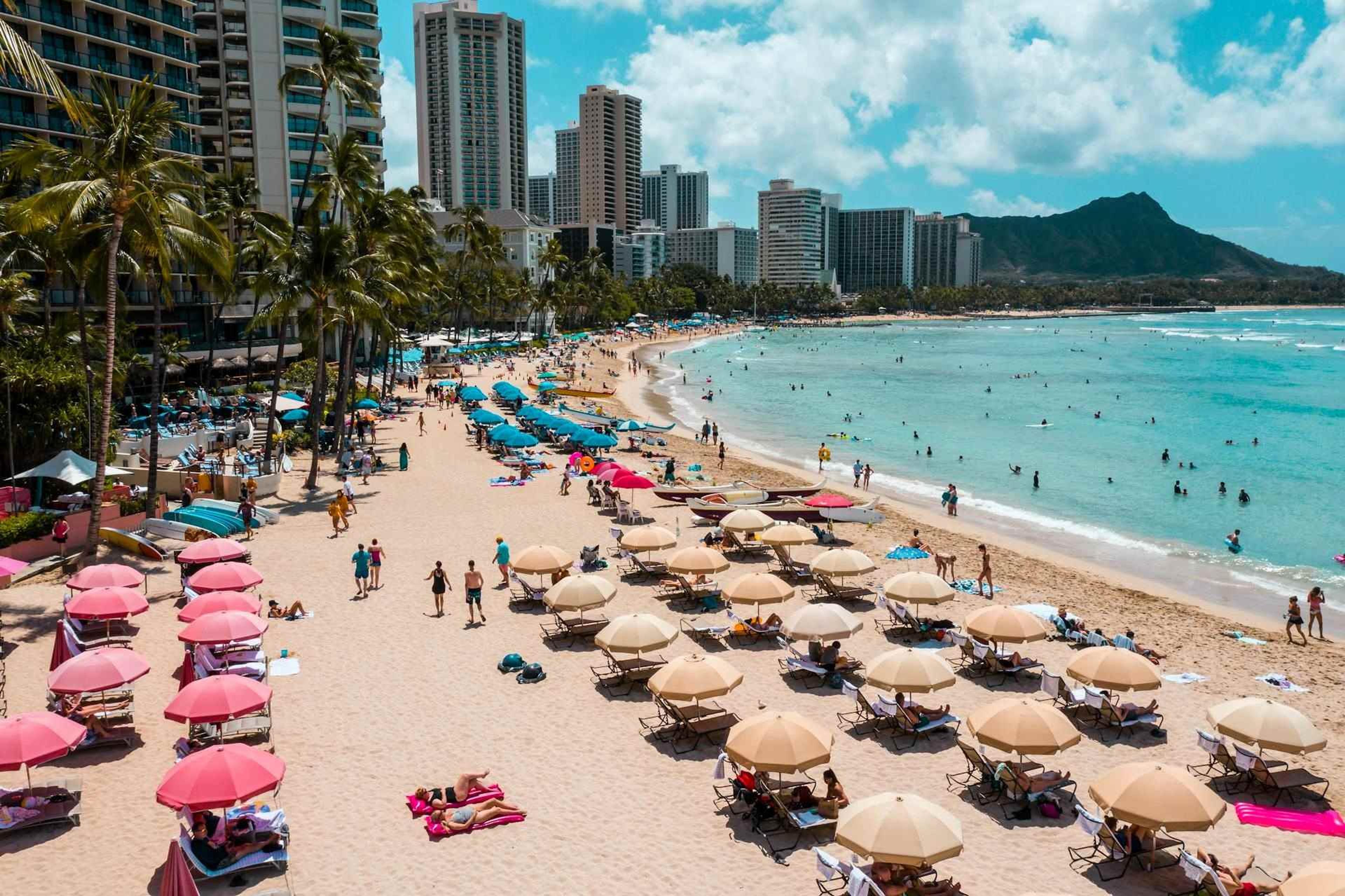 People on Beach in Hawaii, US