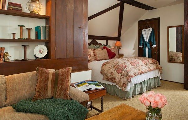 Photo of Old Monterey Inn - Dovecote, Queen-sized bed, Cozy sitting area with fireplace