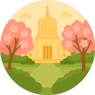 Oregon State Capitol & Cherry Blossoms