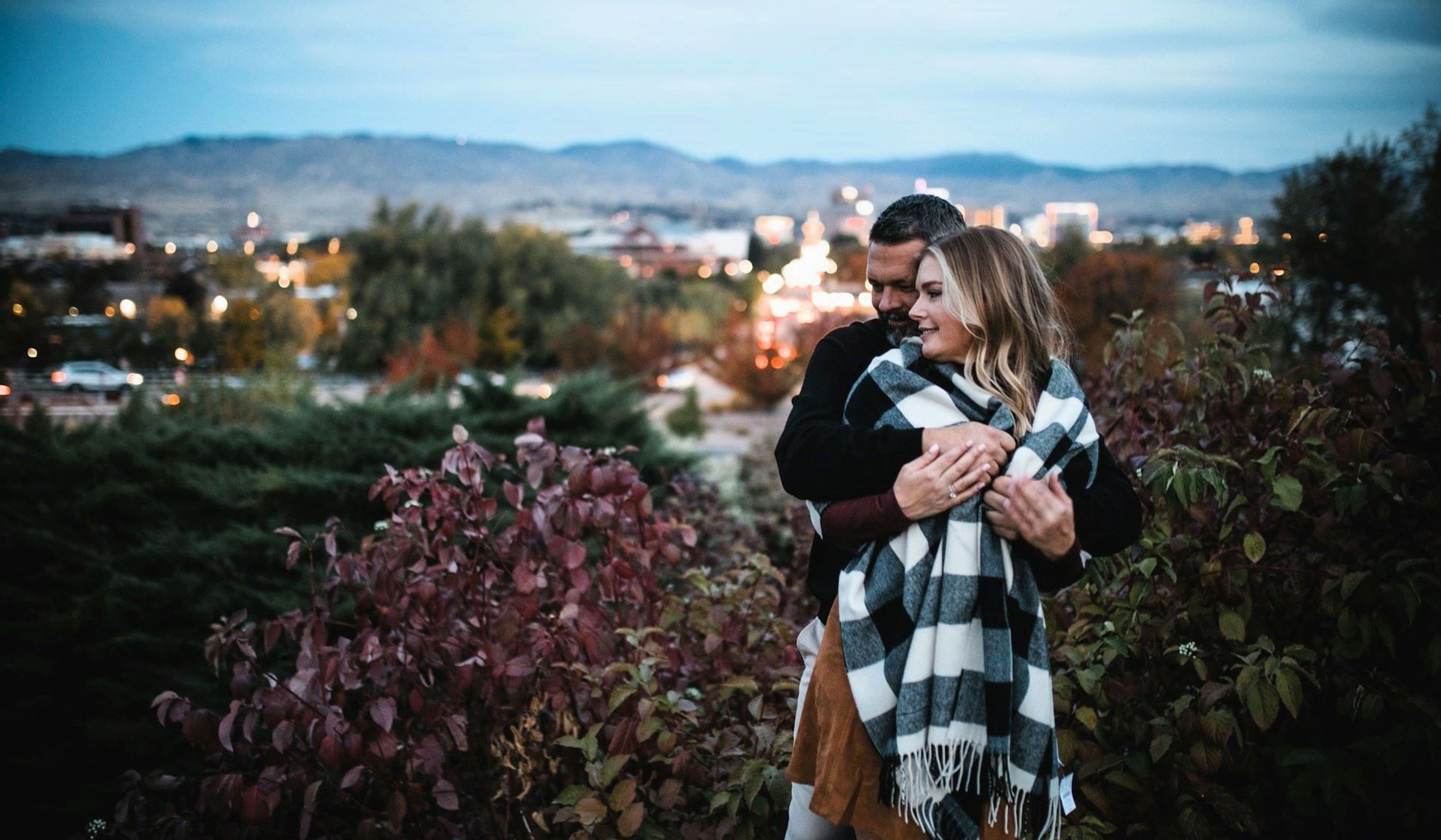 A man and woman hugging in Boise, Idaho, USA