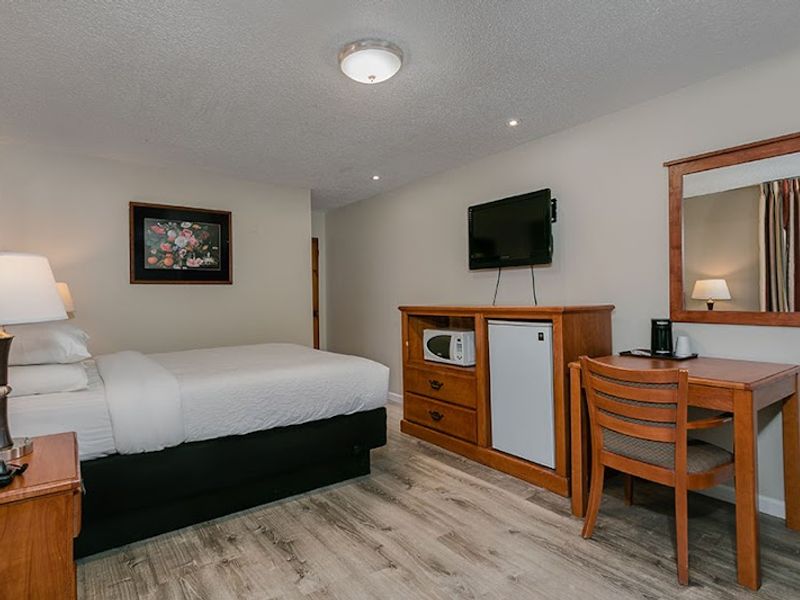 Photo of Courtesy Inn Eugene - Room, King bed, Work desk, Microwave, Fridge, Flat TV