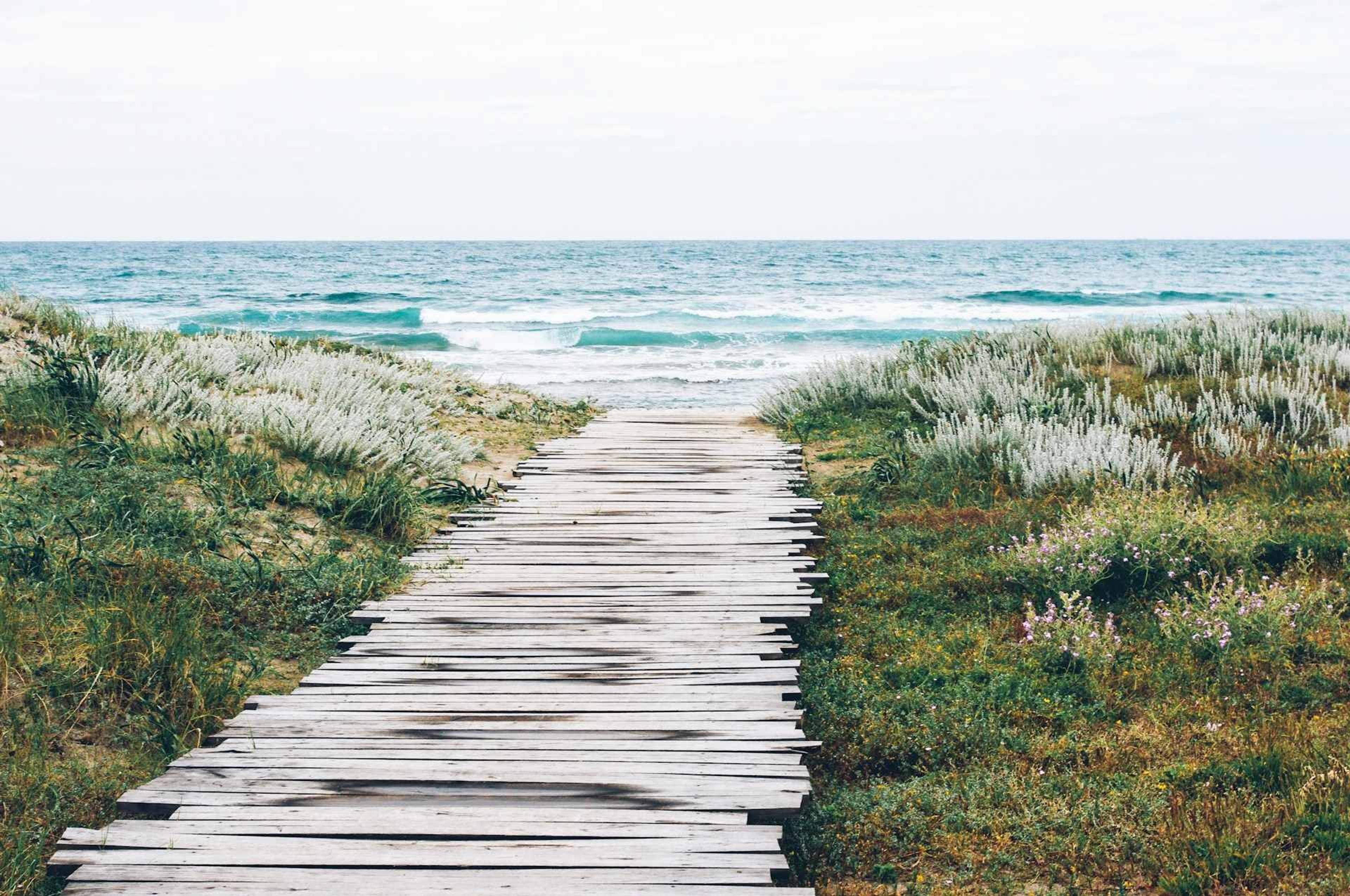 Wooden path to the beachfront