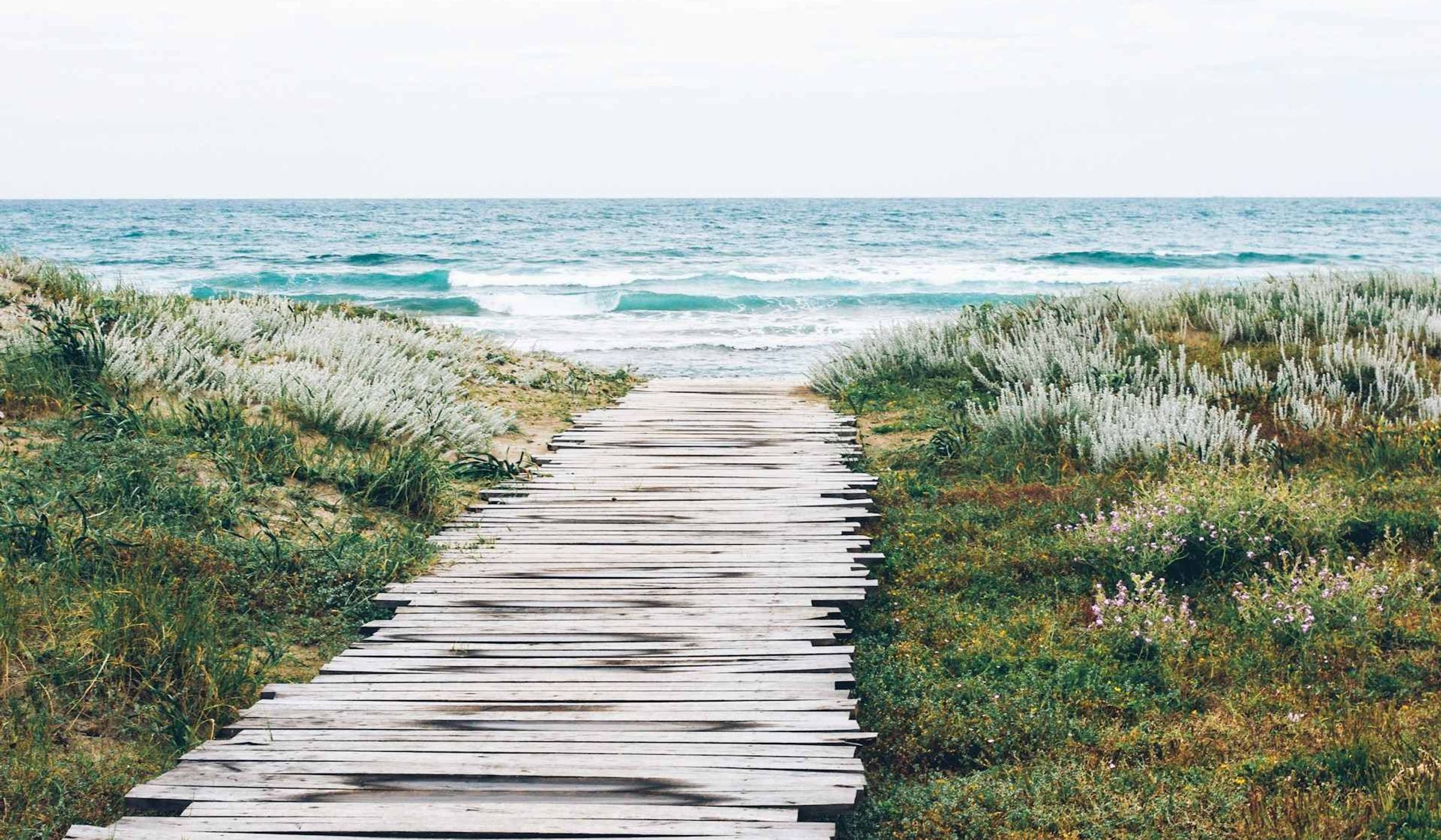 Wooden path to the beachfront