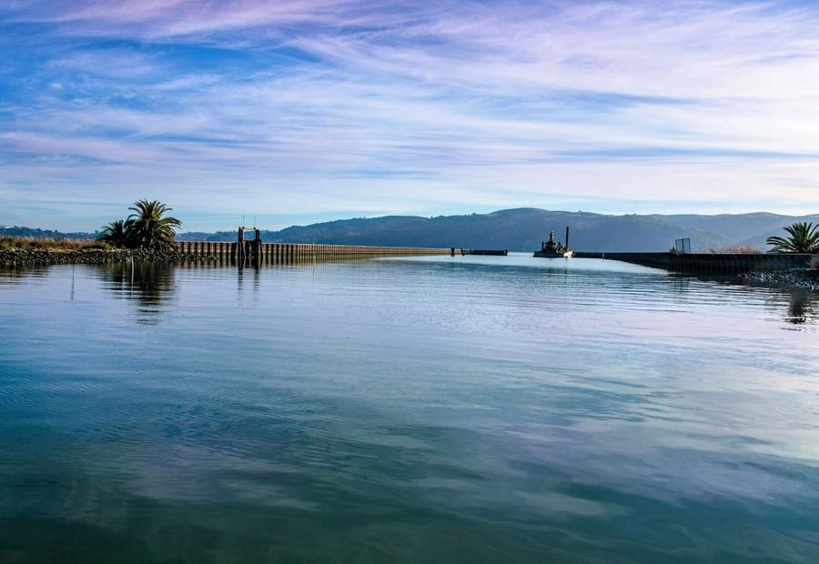 Still waters of the beautiful Marina in Benicia Bay, Benicia, California, USA