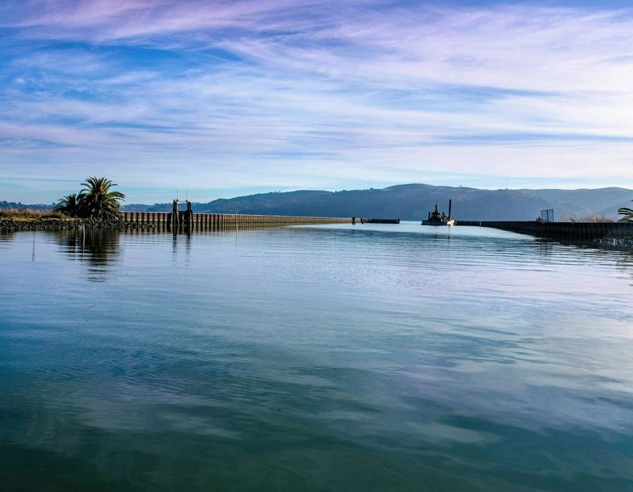 Still waters of the beautiful Marina in Benicia Bay, Benicia, California, USA