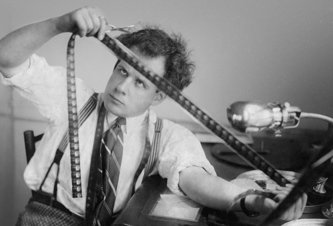 Sergei Eisenstein Russian film director inspects film