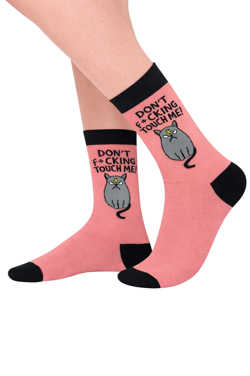 Pink and Black Grumpy Cat Socks