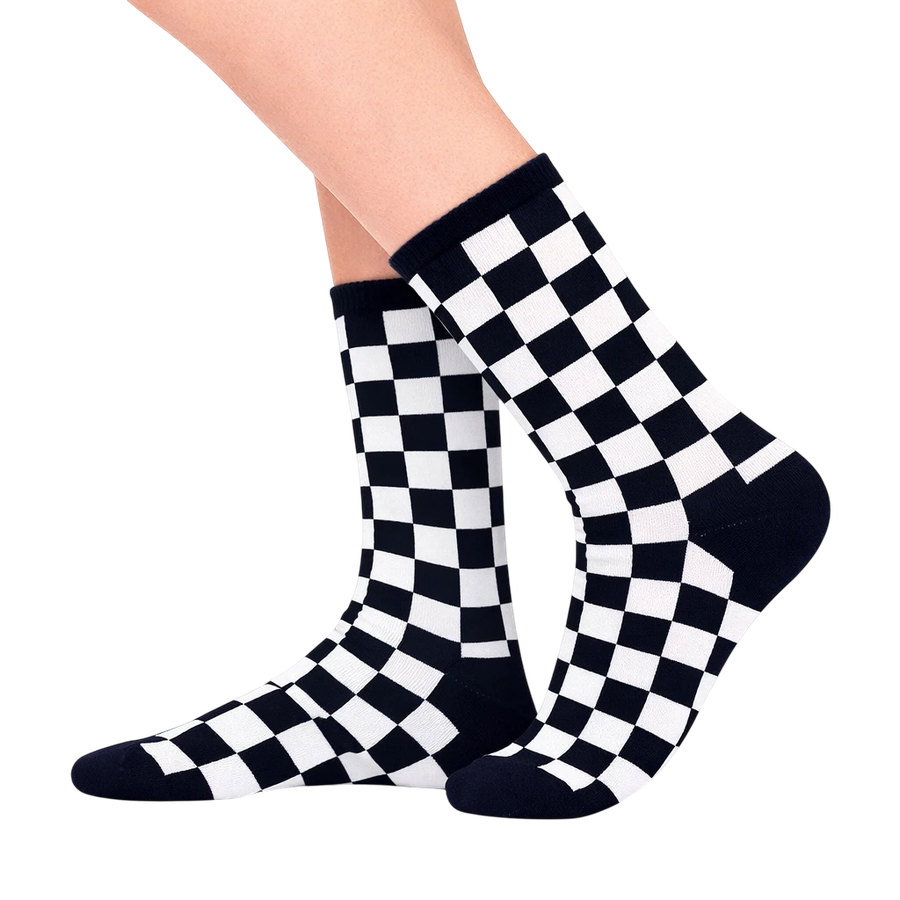 Black and White Checkered Socks