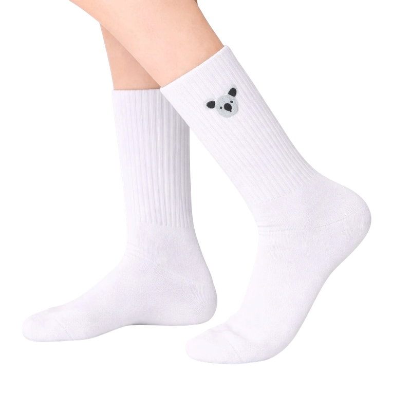 White Koala Embroidered Socks