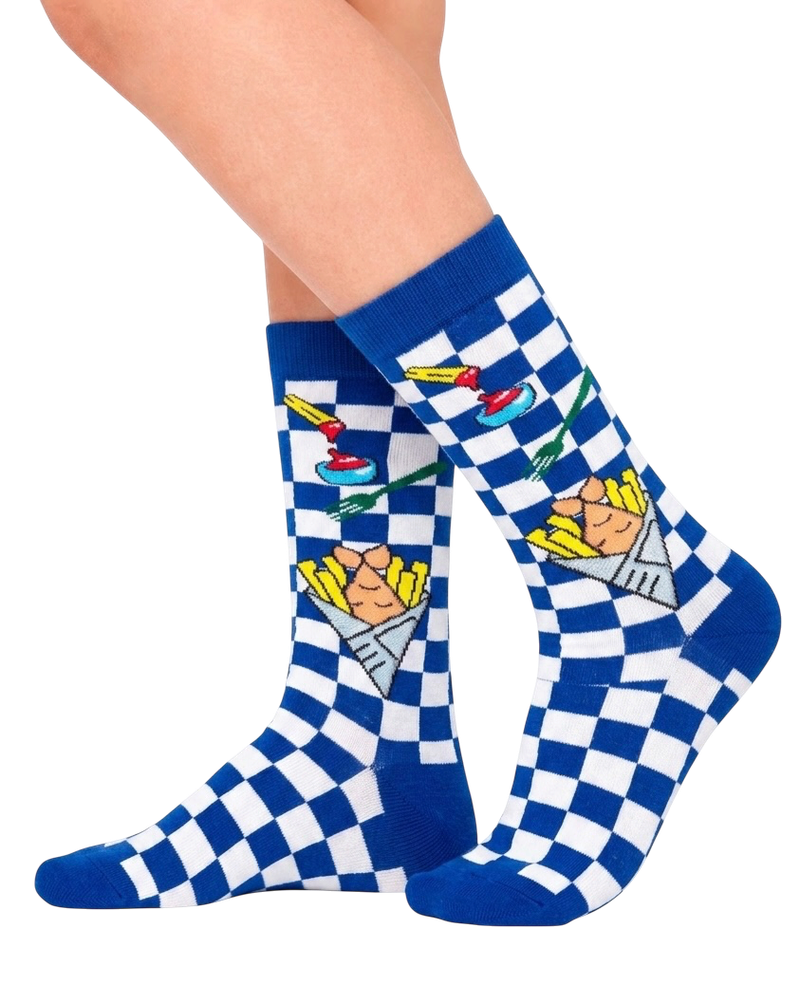 Blue and Black Chips Checkered Socks