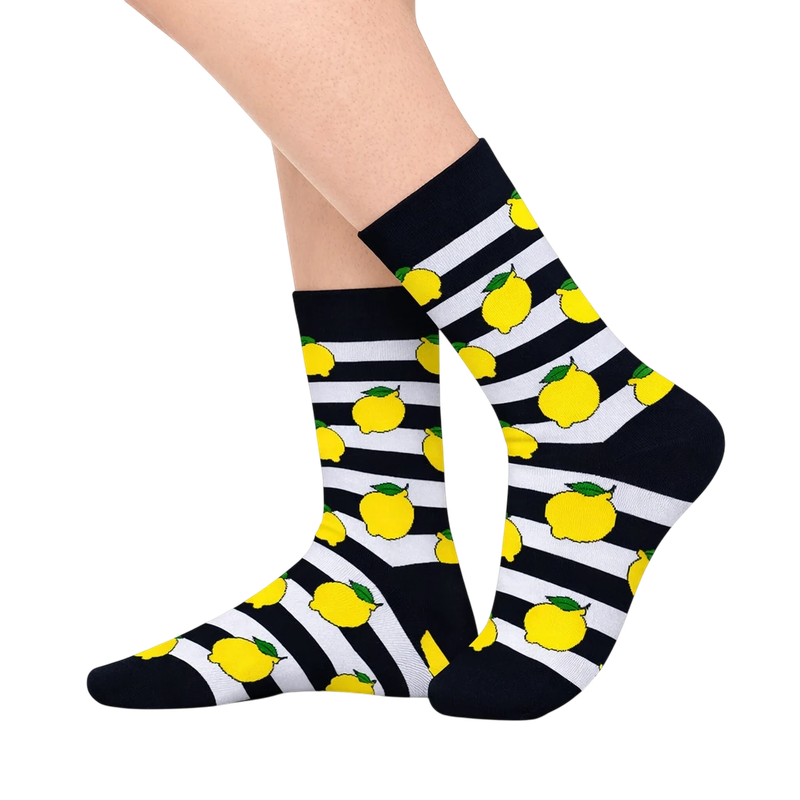 Black and White Striped Lemon Socks