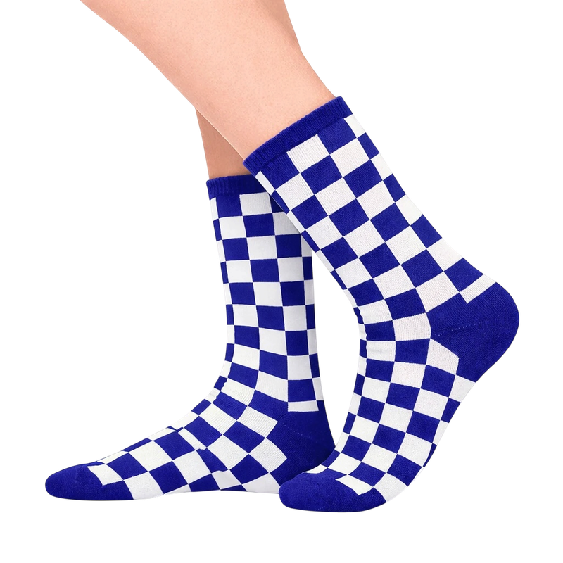 Blue and White Checkered Socks