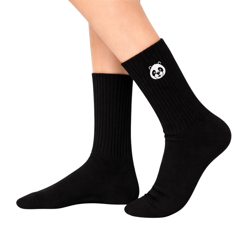 Black Panda Embroidered Socks