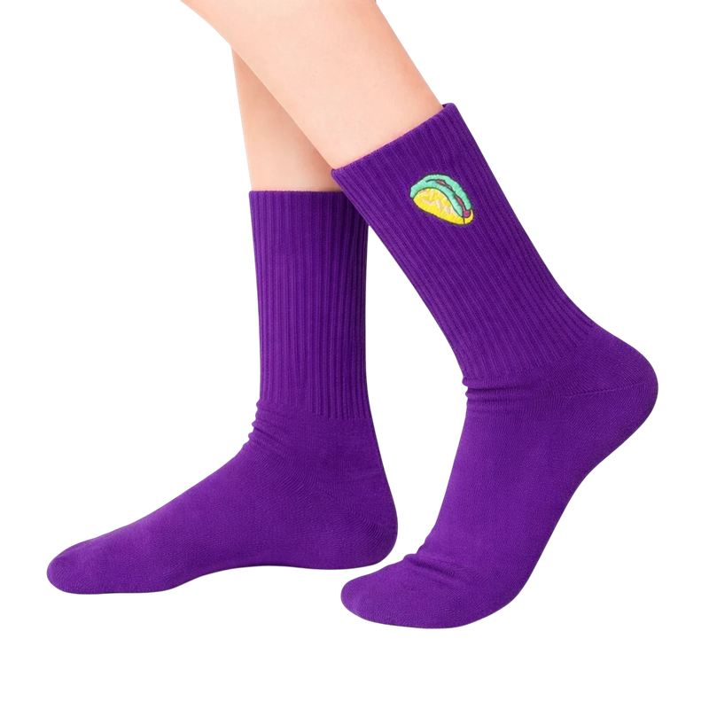 Purple Taco Embroidered Socks