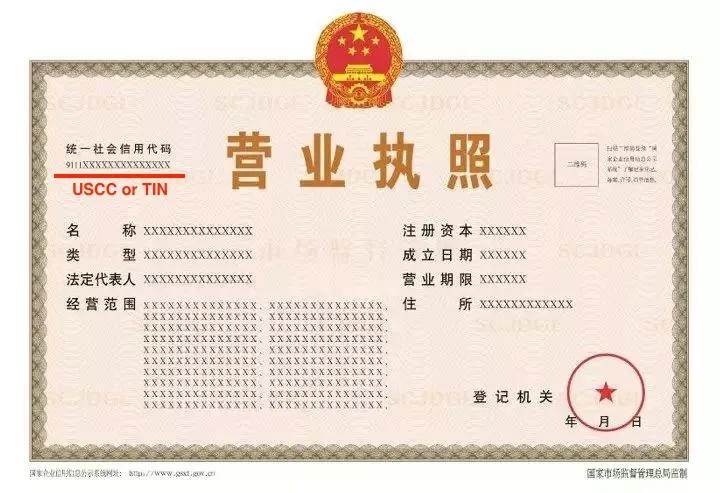 Chinese business license