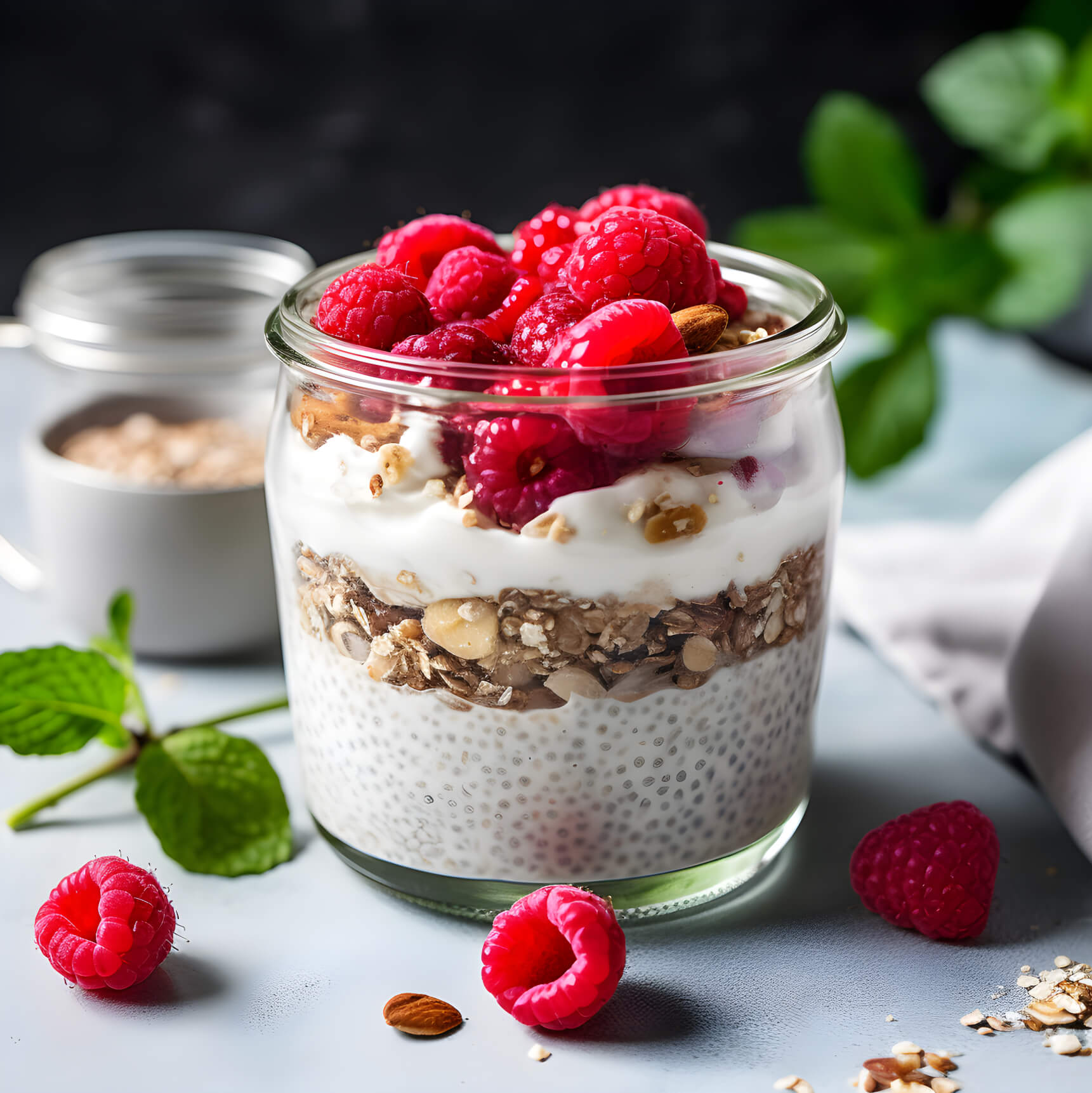 chia pudink s kokosovým mlékem a ovocem
