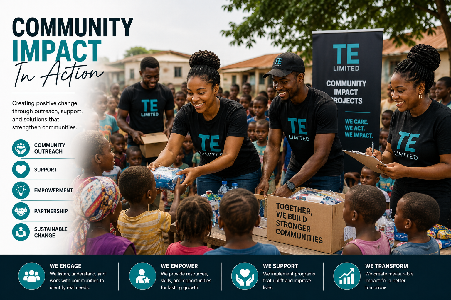 Community outreach, empowerment, and social impact initiatives by TE Limited.
