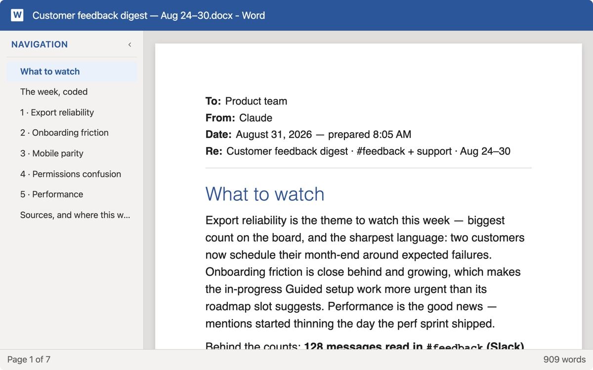 Feedback digest preview