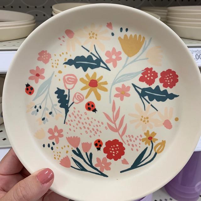 Bamboo and Melamine Floral Kids Dinner Plate