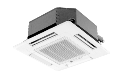 Single-Zone Four Way Ceiling Cassette Ductless Mini Split, perfect for bathroom cooling, showcased by SS&B Heating & Cooling.