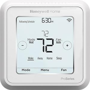 Honeywell T6 Pro Smart Thermostat, showcased by SS&B Heating & Cooling in Springfield, MO, designed for intuitive temperature control and home automation integration.