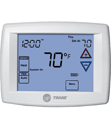 Trane XR302 Thermostat, displayed by SS&B Heating & Cooling in Springfield, MO, exemplifying robust design and intuitive climate regulation features.